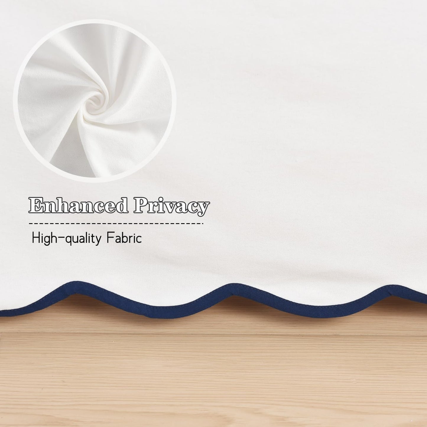 HIG Off White Chic King Bed Skirt - Easy Fit Scallop Edge Pleated Bedskirts, 14 Inch Drop Anti-Slip Dust Ruffle, Thick Fabric for Enhanced Privacy, Pre-Washed for Long-Lasting Use(N60022)