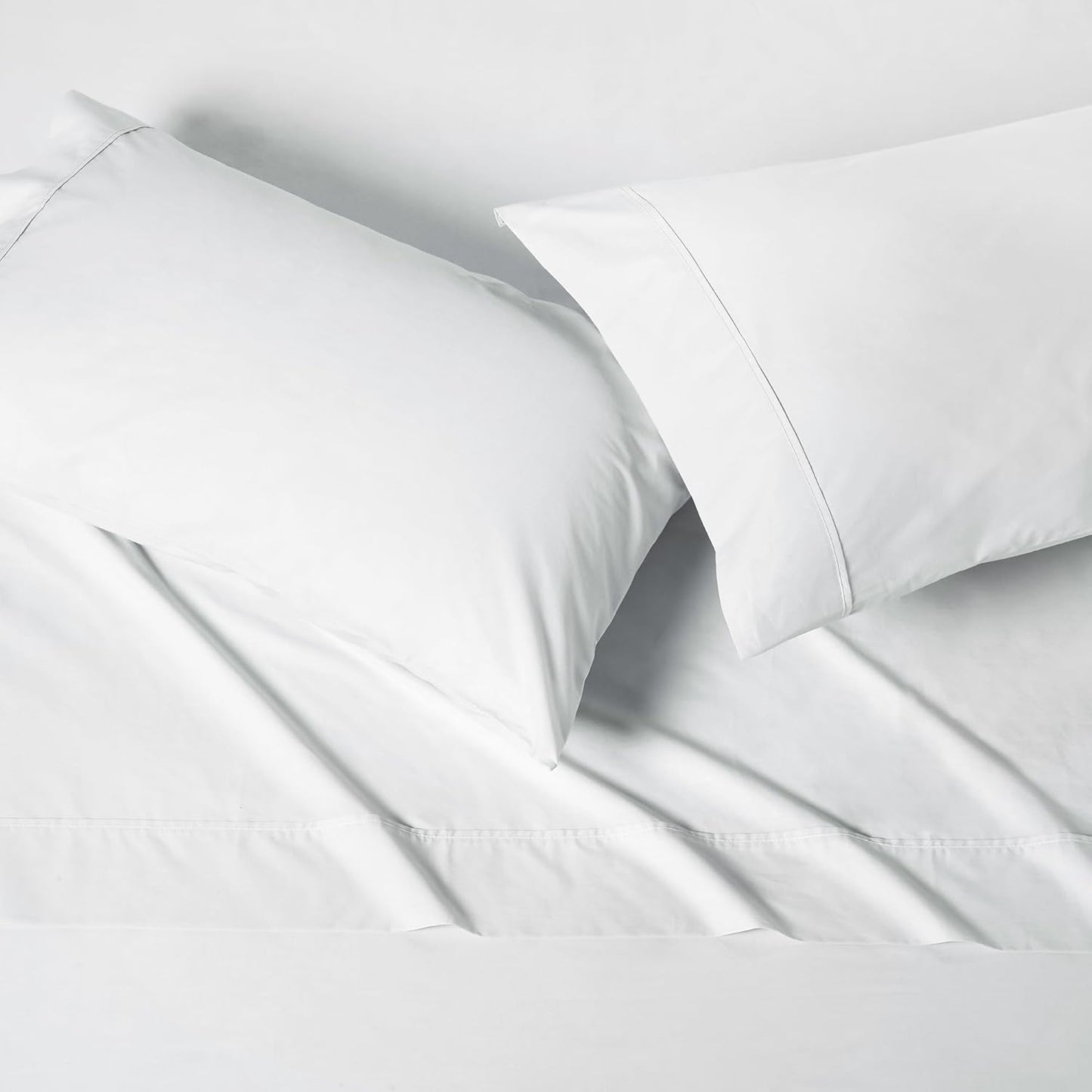 Amazon Basics Soft Organic Cotton Sheet Set with 2-Pieces Pillowcase, White, Full