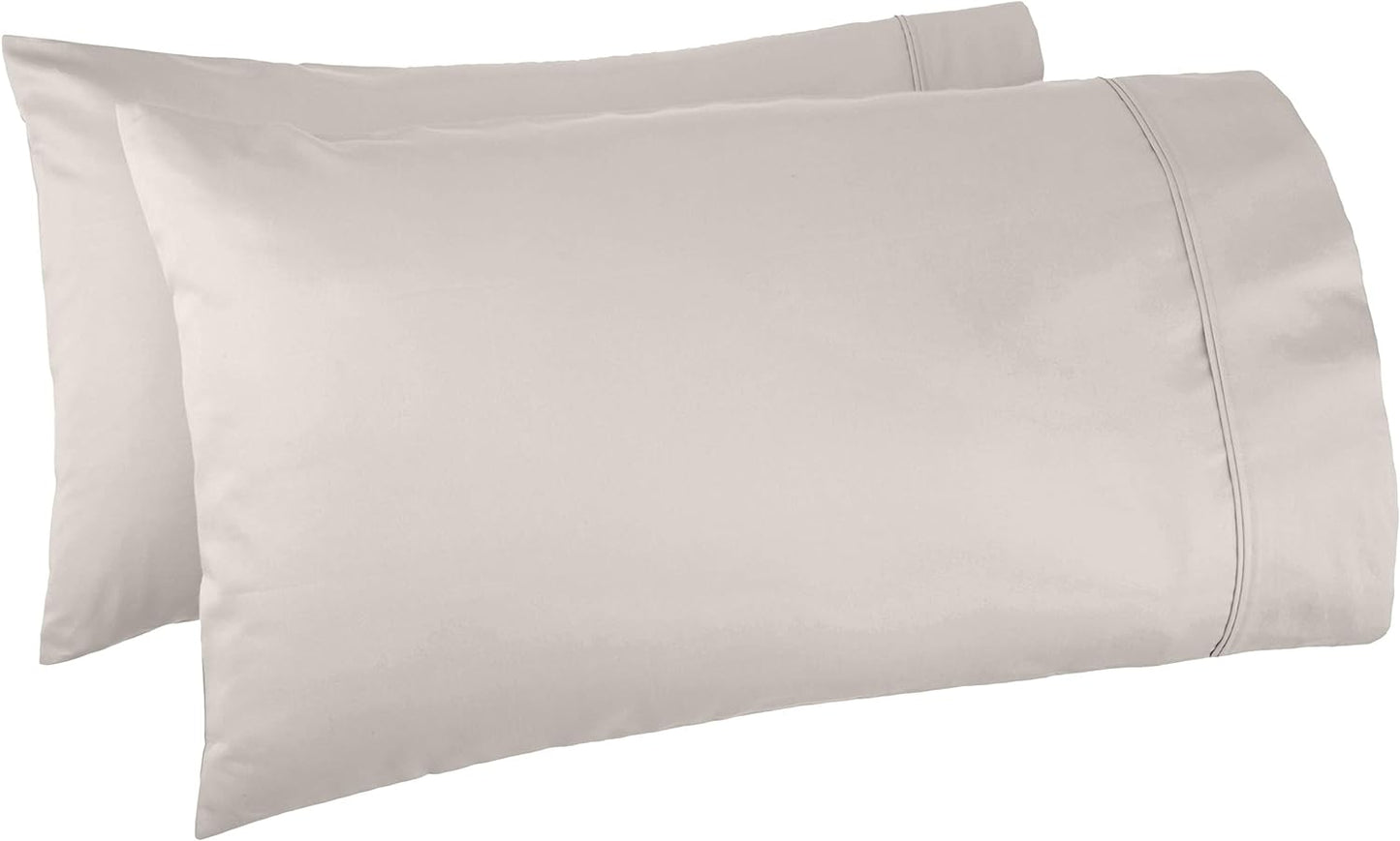 Amazon Basics 400 Thread Count Cotton Pillow Cases, King, Set of 2, Stone Gray, 40" L x 20" W, Pillows Not Included