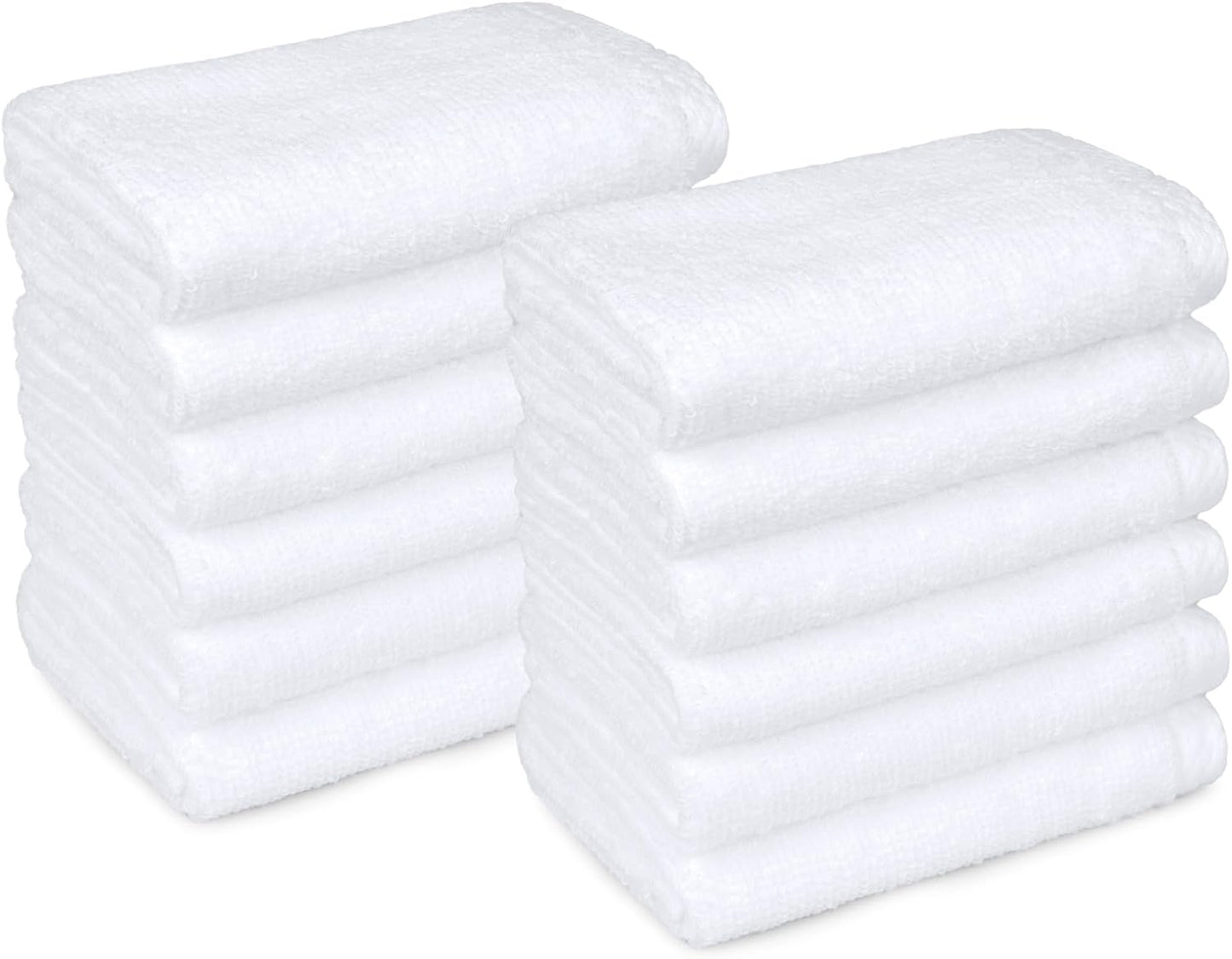 Amazon Basics Cotton Washcloths, Quick-Dry, 12" x 12", 12-Pack, White