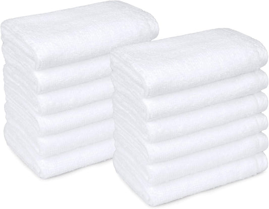 Amazon Basics Cotton Washcloths, Quick-Dry, 12" x 12", 12-Pack, White