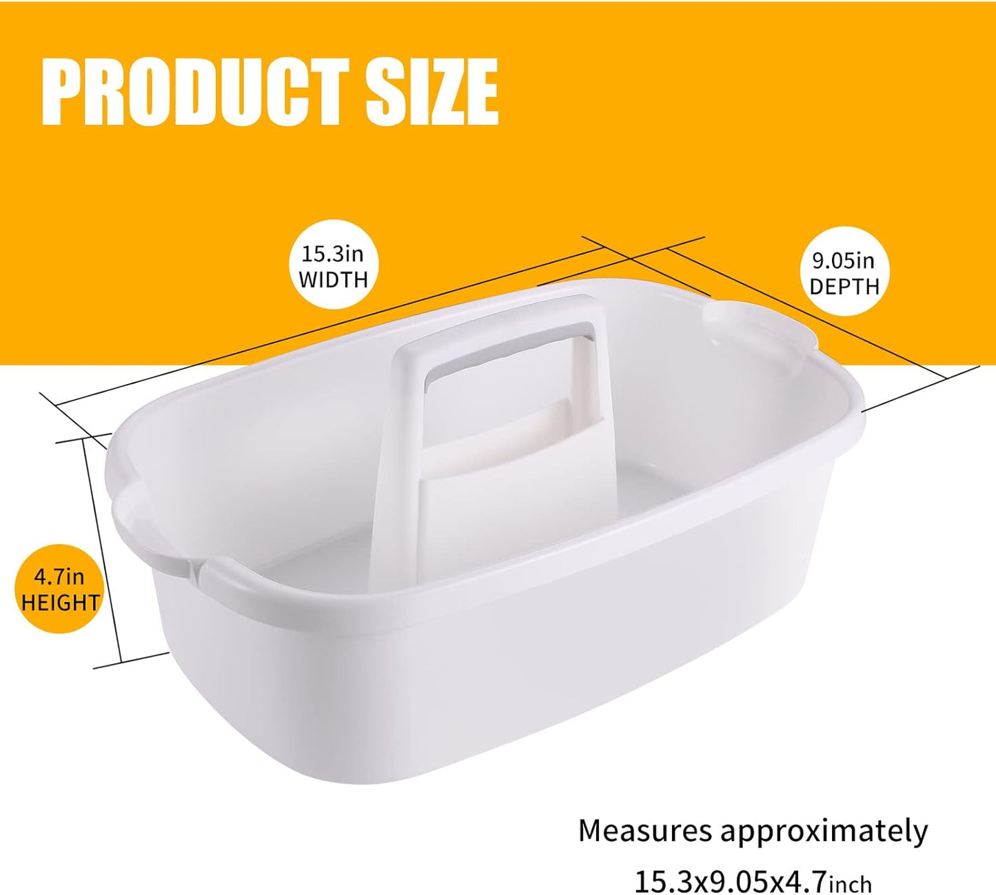 2-Pack Large White Cleaning Caddy for Cleaning Supplies with Handle - Portable Plastic Tote Organizer for Shower, Bathroom, Kitchen, Under Sink Storage