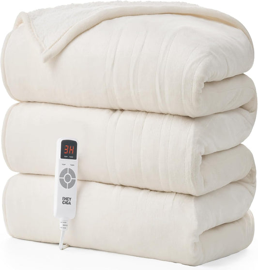 EHEYCIGA Heated Blanket Electric Blanket Twin - Heating Blanket with 9 Heating Levels & 10 Hours Auto Off, Soft Cozy Sherpa Washable Blanket with Fast Heating, 62 x 84 Inches