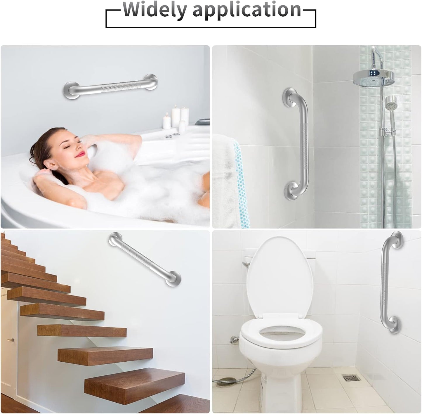 2 Pack 24 Inch Grab Bars for Bathtubs and Showers, Anti Slip Shower Grab Bars Stainless Steel Shower Handle Toilet Handicap Elderly Senior Assist Bathroom Saft Handle