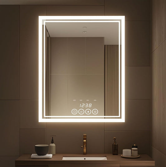 24 x 32 Inch Large Bathroom Mirror with Lights for Wall Big Anti-Fog Led Lighted Wall-Mounted Vanity Mirrors Dimmable Back-lit Makeup Mirror (24" x 32")