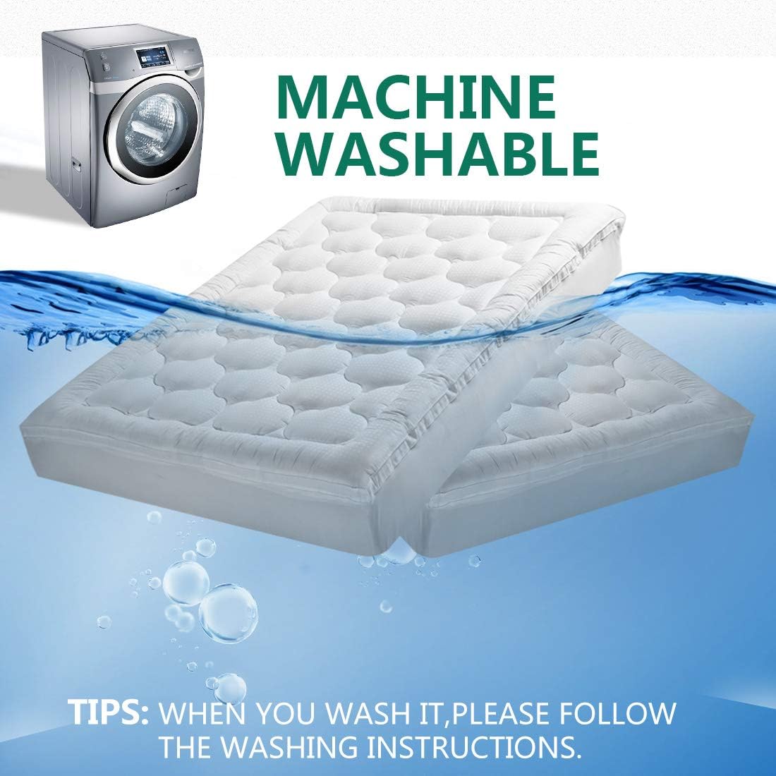 COHOME Mattress Topper Cal King 1300 GSM Extra Thick Cooling Mattress Pad 400TC Cotton Top Plush Down Alternative Fill Pillow Top Mattress Cover with 8-21 Inch Deep Pocket (72x84 Inches, White-Luxury)