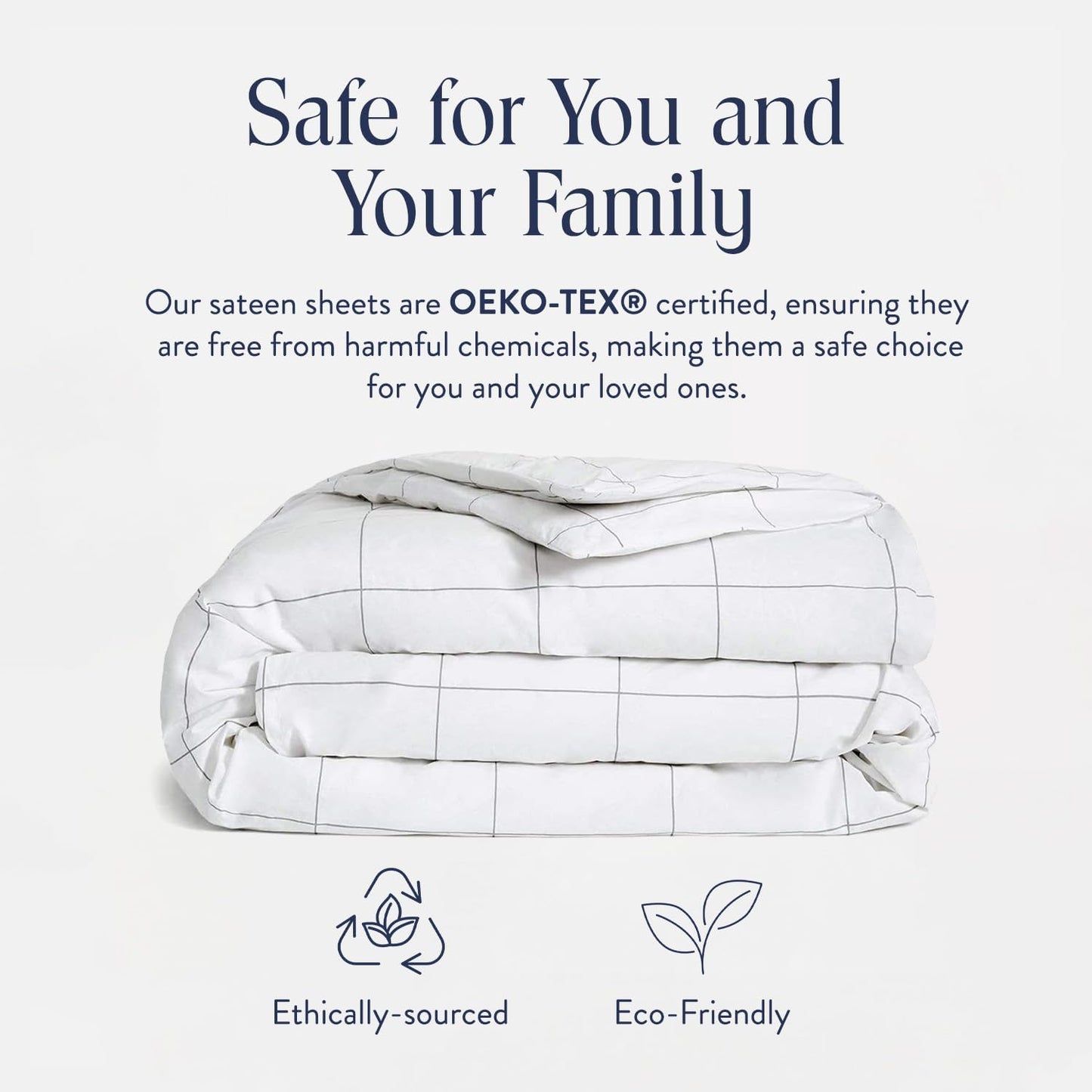 Brooklinen Luxury Sateen Duvet Cover - 100% Cotton, King/California King Size in Window Pane with Extra-Long Corner Ties and Button Closure - Best King/Cali King Duvet Covers