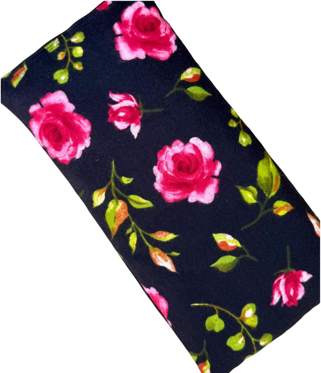 Large Microwave Heating Pad with Flax Seed, Scented or Unscented, Good for Back Pain or Cramps, Moist Heat Therapy or Ice Pack, Microwavable Bean Bag, 6" x 12" (Roses, Lavender & Peppermint)