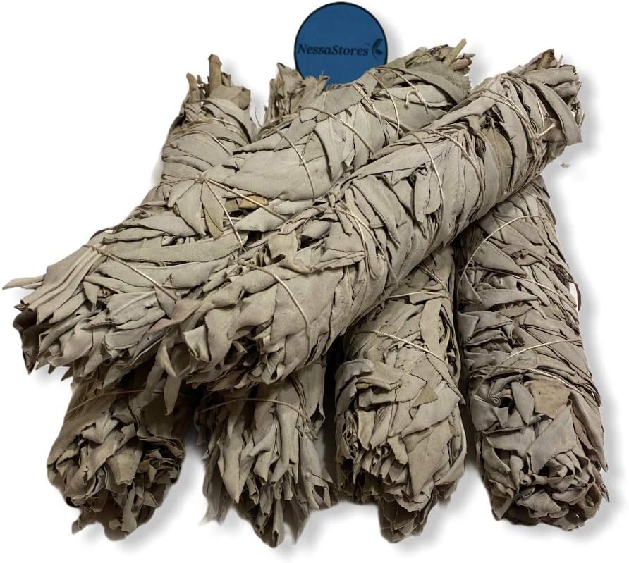 NESSASTORES - California White Sage Smudge Stick Incense 8"-9" Bundle #JC-010 (4 pcs)