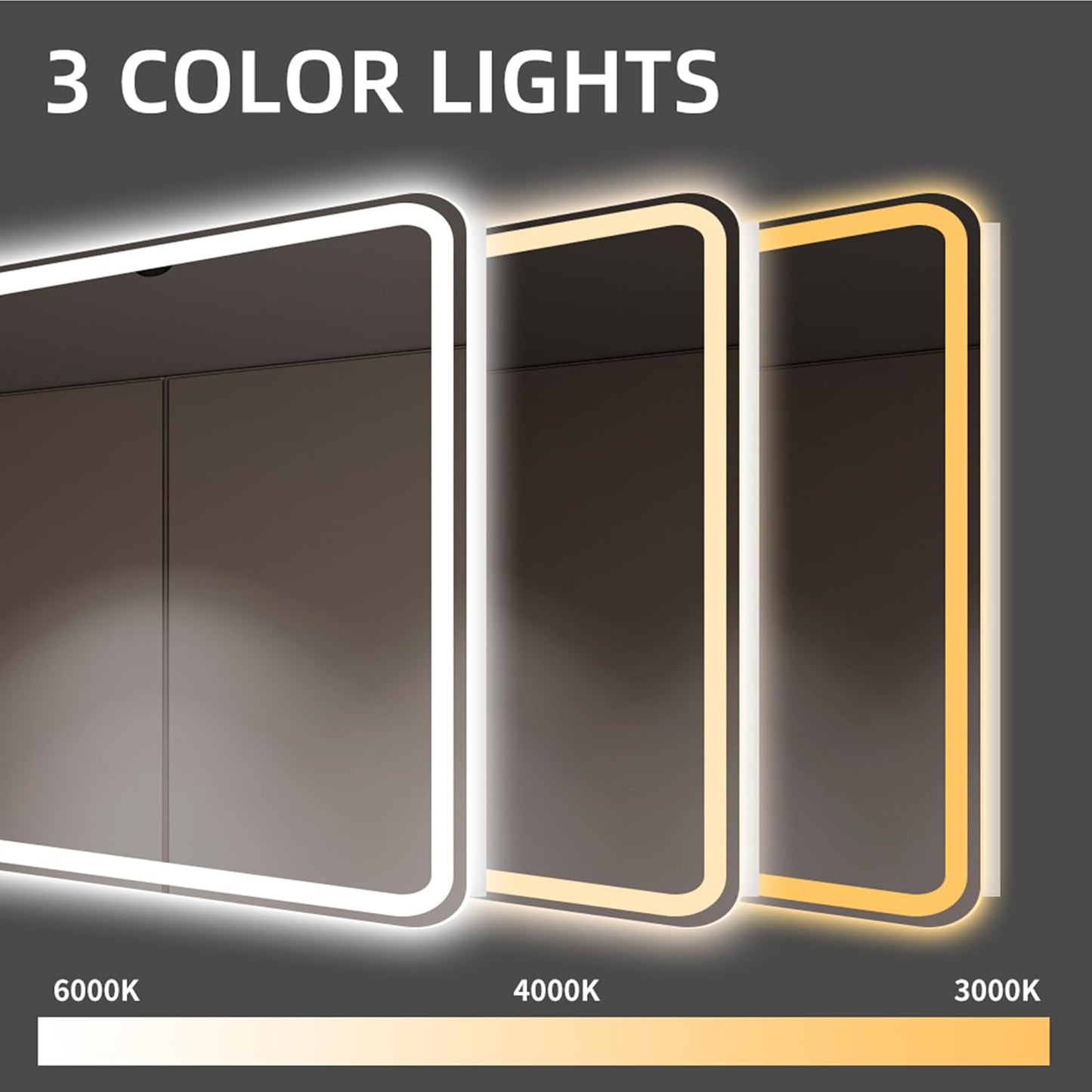 LED Bathroom Mirror with Backlit & Front Light, 40"x24" Anti-Fog, Memory Function, Dimmable Color & Brightness,CRI90+, IP54 Waterproof, Horizontal/Vertical, Wall Mounted