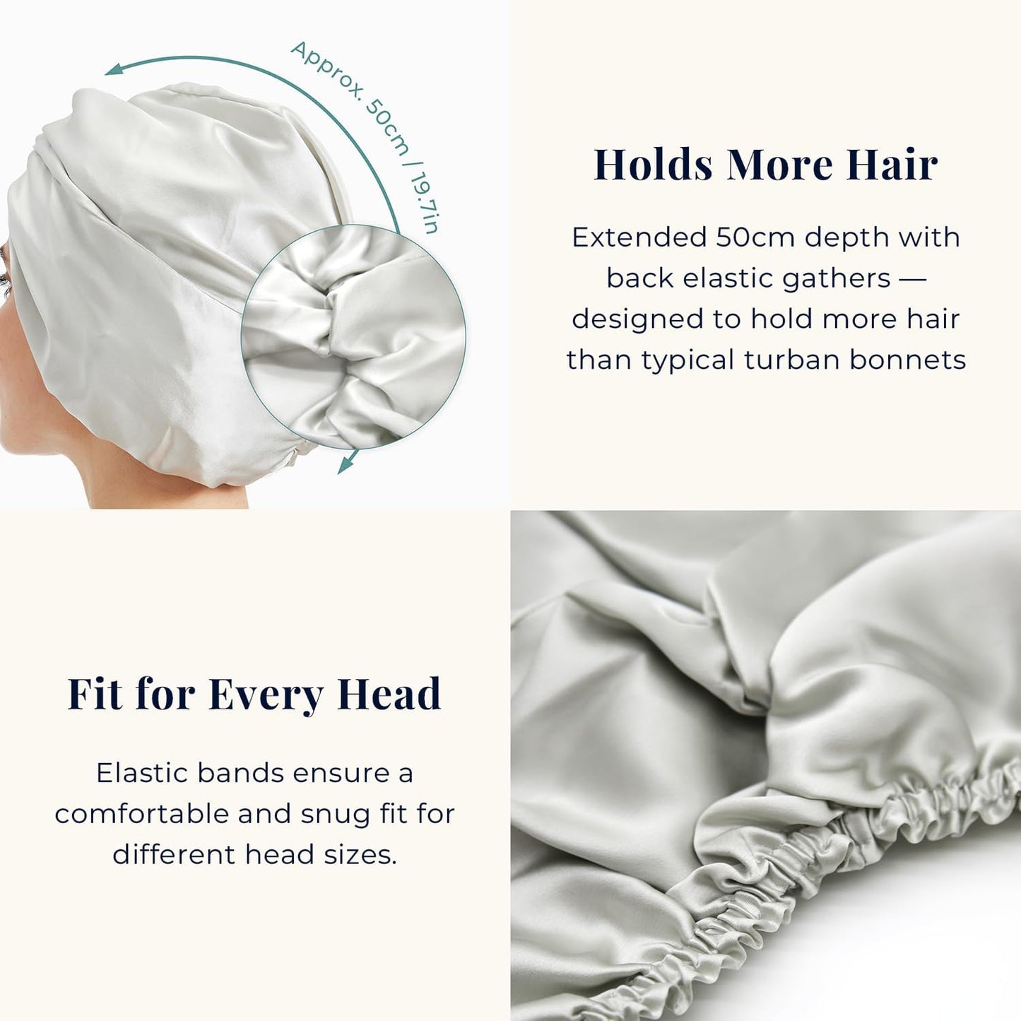 100% Mulberry Silk Bonnet, Double-Layered Hair Bonnet for Sleeping Women, Pure Silk Turban, Night Sleep Hair Wrap