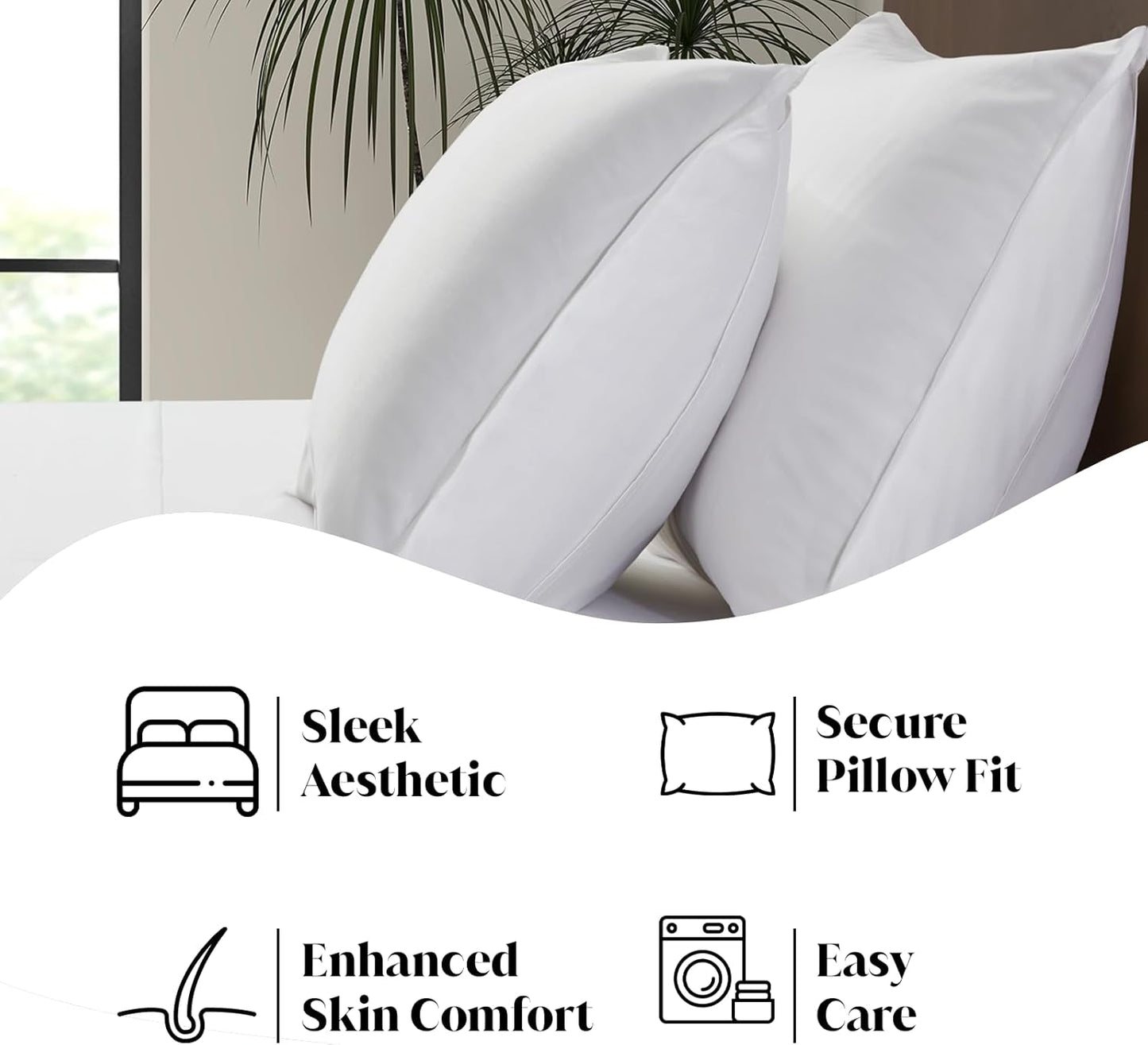 Luxury Bamboo Market | Queen Size Bed Sheet Set | 100% Viscose Made from Bamboo | Organically Grown | Ultra Soft | Cooling Sheets for Hot Sleepers | 17" Deep Pocket [Classic White]