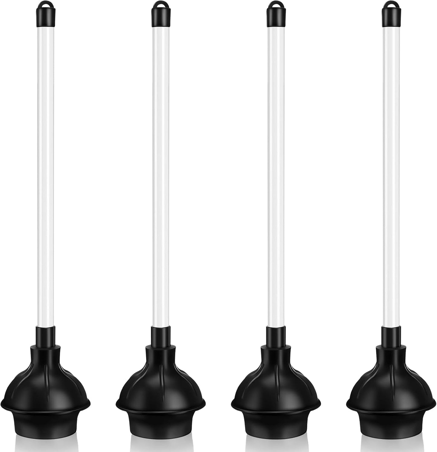Hushee 4 Pcs Toilet Plunger Bulk Heavy Duty for Bathroom Double Thrust Force Cup Commercial Toilet Bowl Plunger Pump Clogged Solution for Bathroom Hotel Stores