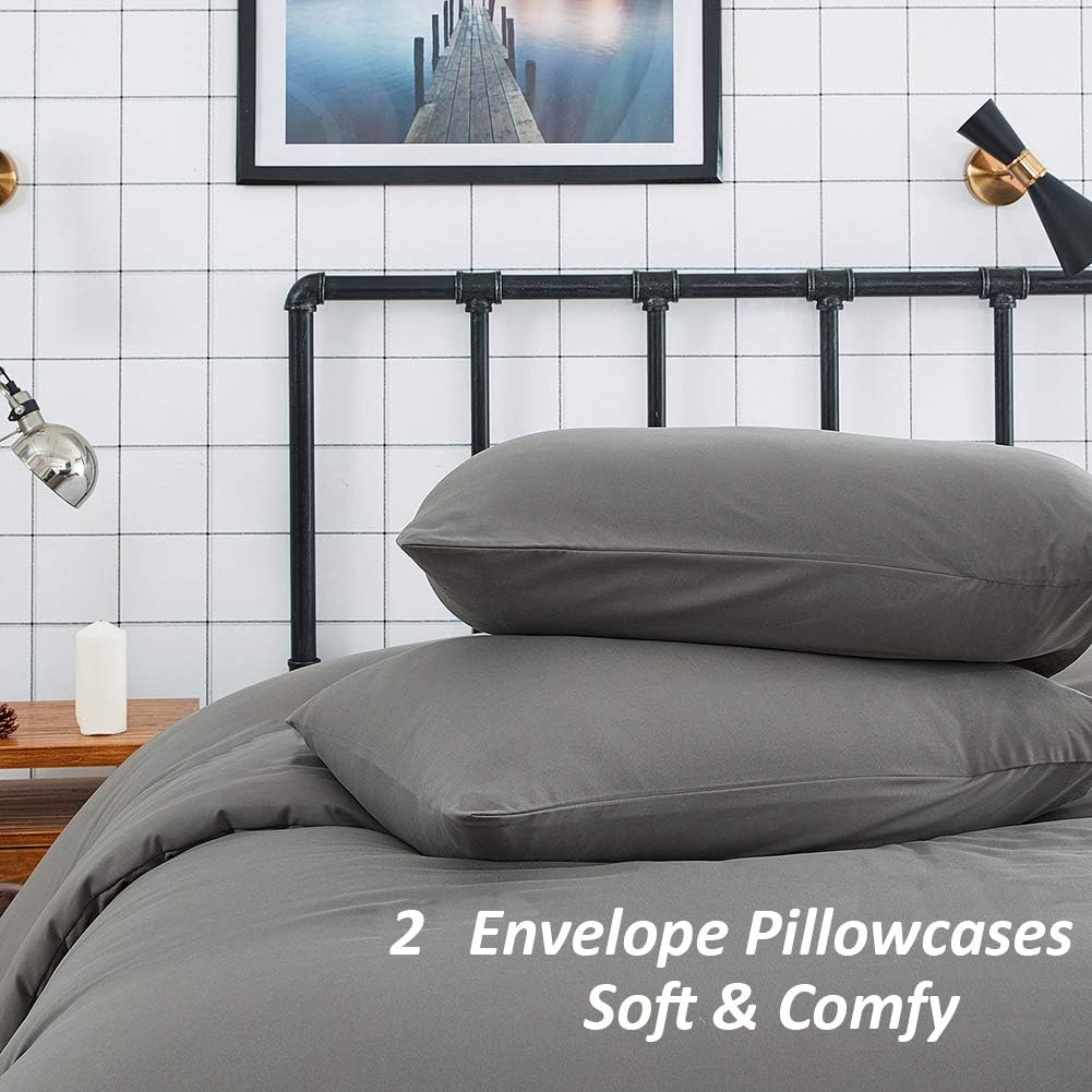 Cottonight Grey Comforter Set Twin Dark Grey Bedding Set Modern Solid Gray Blanket Quilts Modern Soft Breathable 3 Piece Comforter Set for Twin Bed Boys Kids