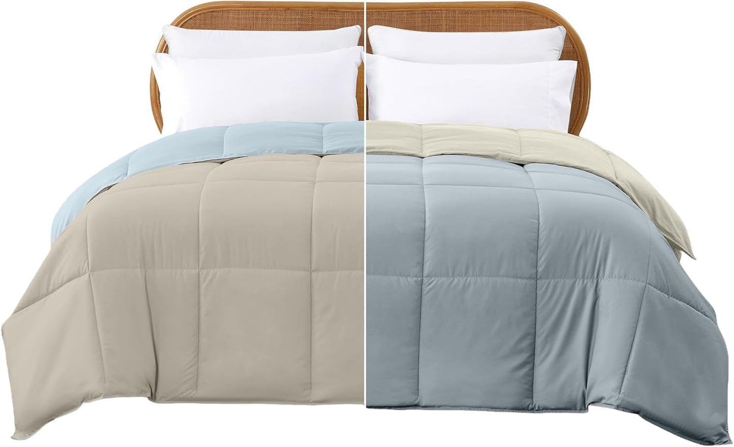 Modern Threads Down Alternative Reversible Comforter Beige/Light Blue King