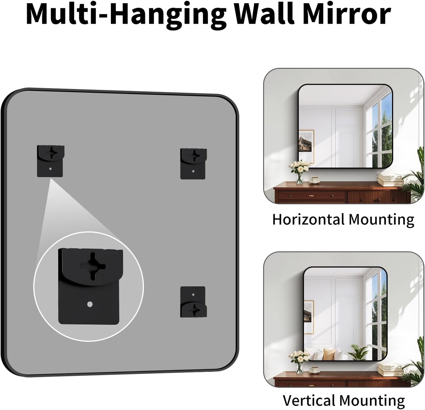 Koonmi Black Framed Bathroom Mirror - 36x40 Inch Shatterproof Tempered Glass Vanity Mirror for Bathroom Sink, Wall Mounted with Matte Aluminum Alloy Frame, No Distortion, Modern Decor