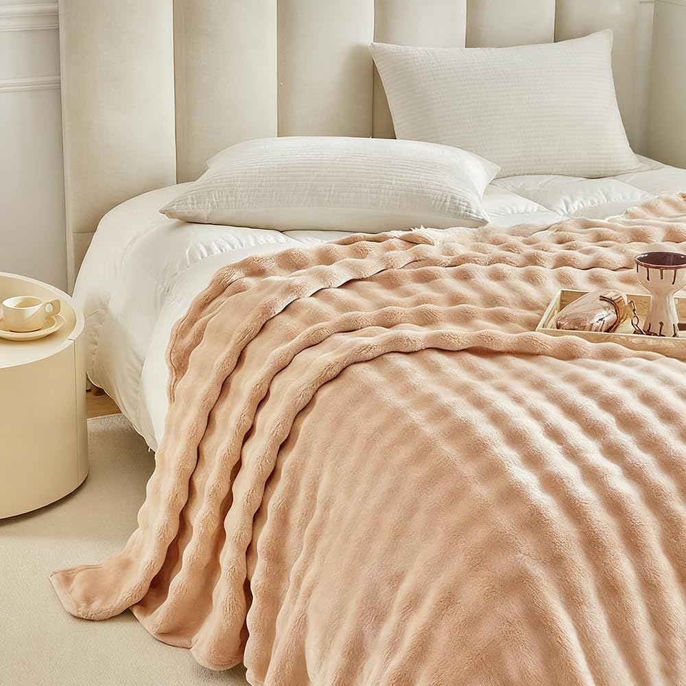 Heated Blanket Throw Blanket,50"x60" Soft Bubble Fleece Fast Heating Electric Blanket,Heating Blanket with 8 Heat Levels 6 Hours Auto-Off Overheat Protection, Grandma Gift,Washable，Apricot Yellow