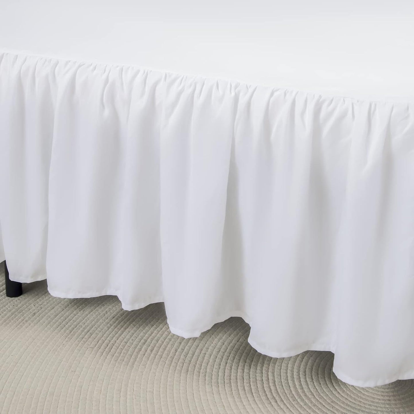 Bed Skirt Queen Size Ruffled Bed Skirt with Split Corners, 12 Inch Drop Dust Ruffle Bed Skirt with Platform, White