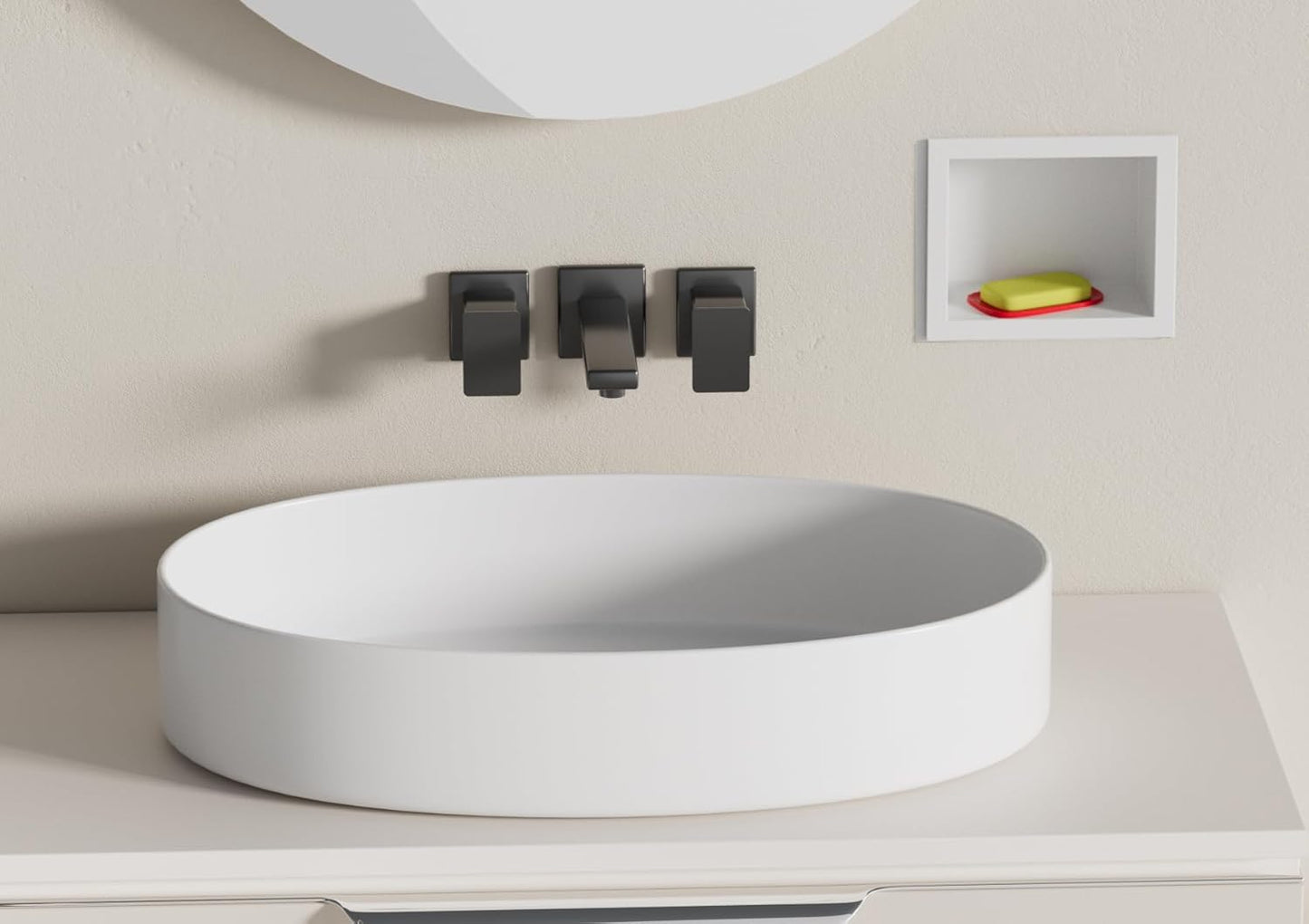 Recessed Wall Soap Holder，Foot Rest for Shower Niche,Perfect for Shaving Legs and Storage,Stainless Steel 304, Matte White, 5.9 x 4.8 x 3.9 in