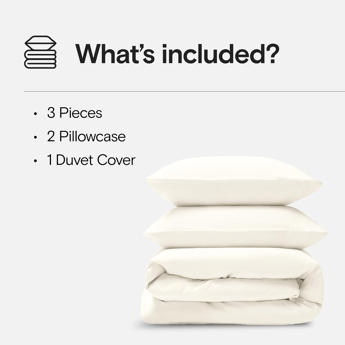 DOZ Duvet Cover Set, 100% Viscose derived from Bamboo, Organically Grown, Buttery Soft, Cooling Duvet Covers, High GSM, 1 Duvet Cover and 2 Pillowcases, 90"x90" (Ivory, Full/Queen)