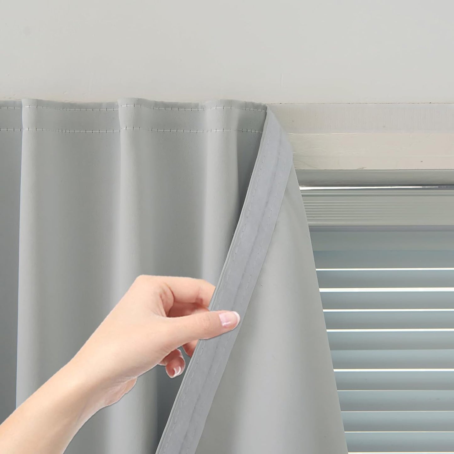 Self Adhesive Curtains Portable Blackout Curtain Simple and Easy to Install Bedroom Window Thermal Lnsulated Kitchen Room Darkening Black Small Drapes, 47" W X 96" L, White, 1 Panel