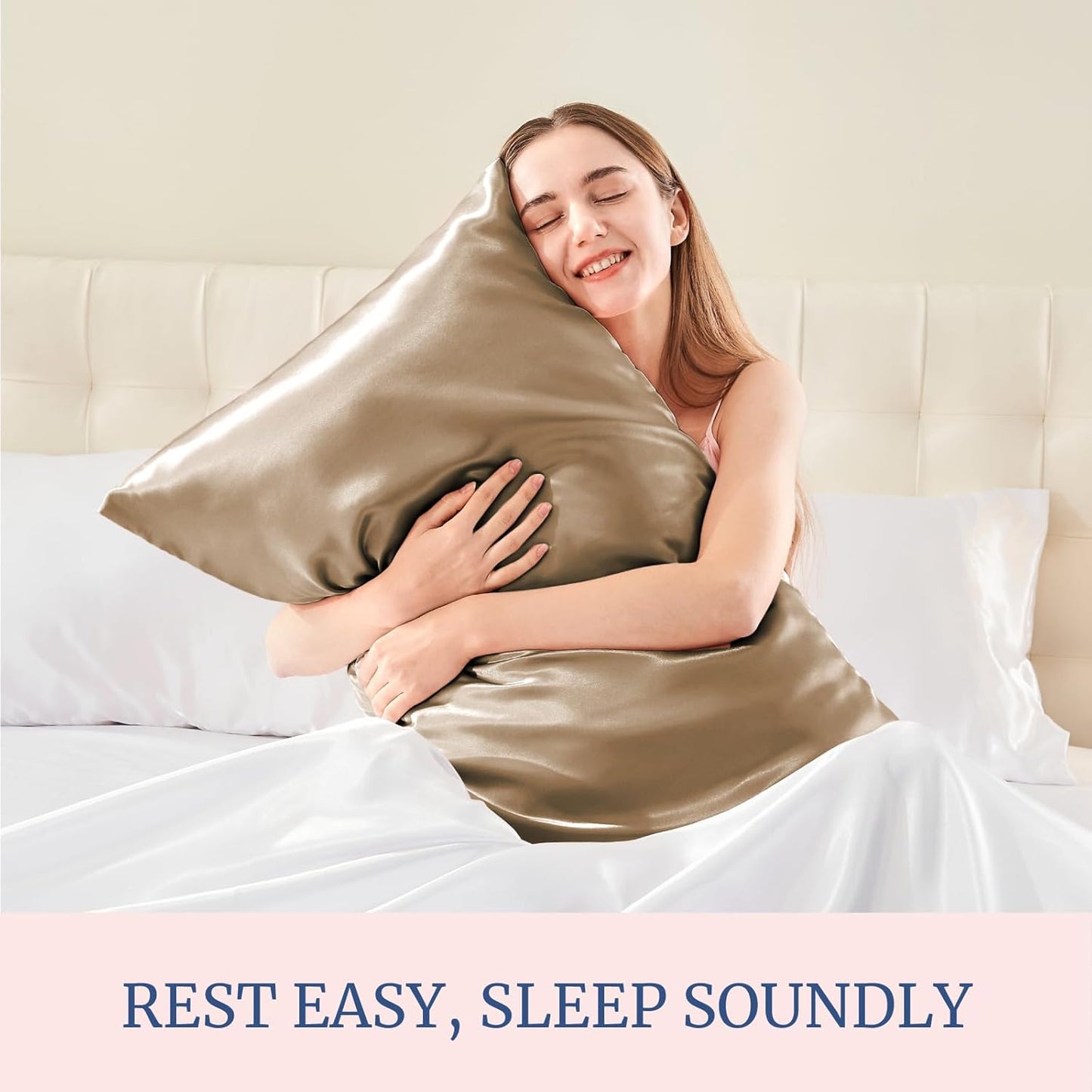 BEDELITE Satin Pillowcase for Hair and Skin, Super Soft and Cooling Similar to Silk Pillow Cases 2 Pack with Envelope Closure, Gift for Women Men(20"x26" Standard Size, Tawny Brown)