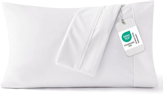 Bedsure Pillow Cases Standard Size Set of 2 - White Brushed Microfiber Pillowcases, Super Soft Pillowcase, Pillow Case Covers with Envelope Closure, Wrinkle, Fade and Stain Resistant, 20x26 Inches