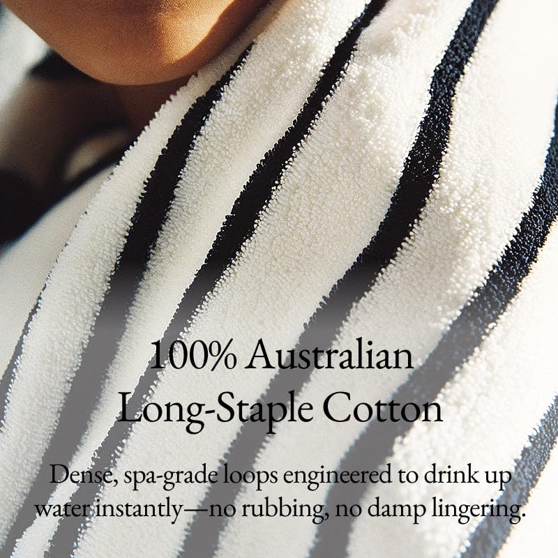 Italic Serene Ultraplush Cotton Bath Towels, 4-Pack (2 Sets of 2), White & Blue Stripes, Large, 800GSM, 100% Cotton, Heavy Duty, Resort Grade Towels (White & Blue Striped)