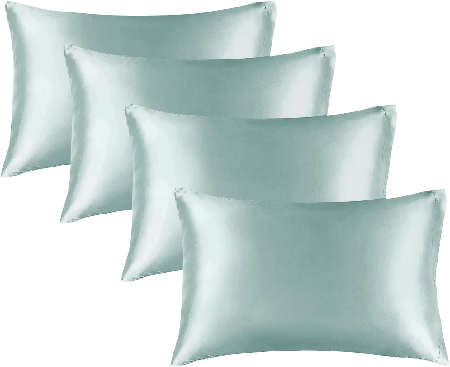 BEDELITE Satin Pillowcase for Hair and Skin, Super Soft Similar to Silk Pillow Cases 4 Pack with Envelope Closure, Cooling Pillowcases for Women Men (20"x40" King Size, Haze Blue)