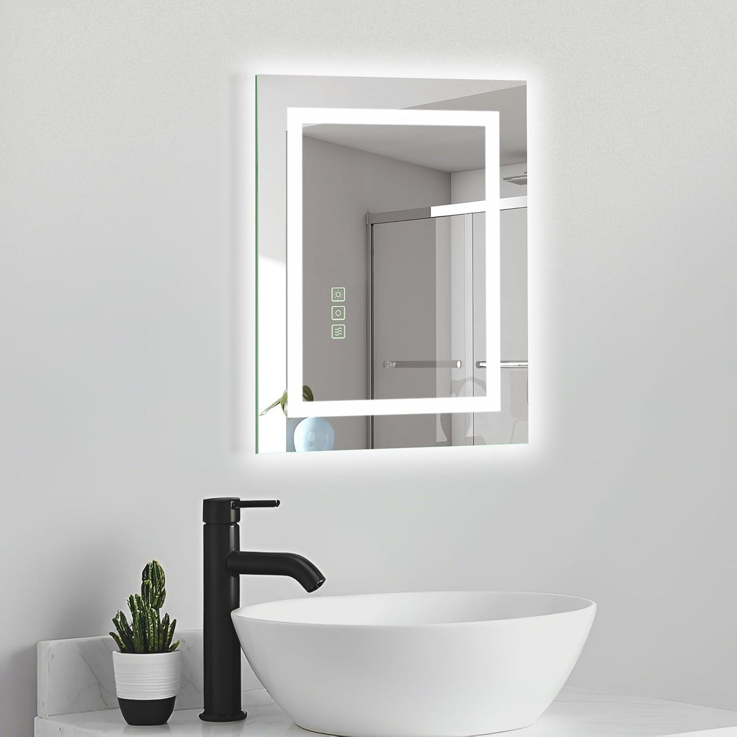 16x20 Inch LED Bathroom Mirror Frameless Vanity Mirror with Lights Backlit and Frontlit Dimmable Anti-Fog (Auto Off) Memory Makeup Wall Mirror for Bedroom Cloakroom Living Room