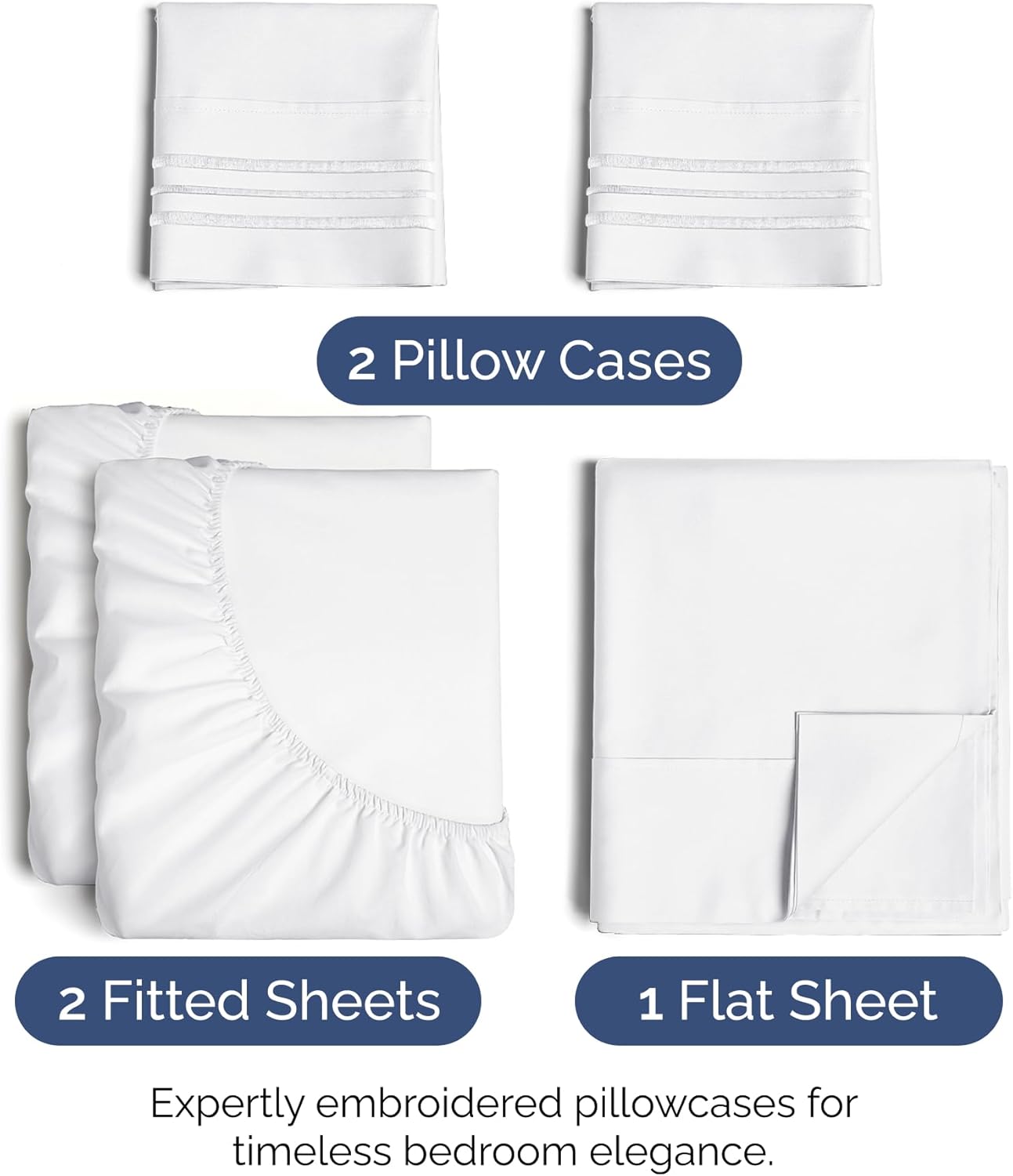 Split King Size 5 Piece Sheet Set - Extra Soft, Breathable & Cooling Sheets - Hotel Luxury Bed Sheets for Women & Men - Deep Pockets, Easy-Fit & Wrinkle-Free Sheets - Bright White Oeko-Tex Bed Sheets