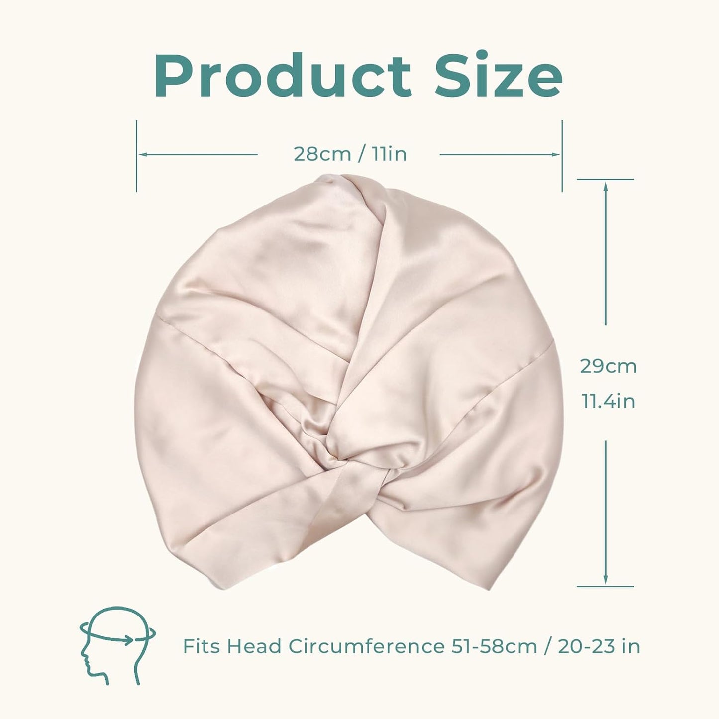 100% Mulberry Silk Bonnet, Double-Layered Hair Bonnet for Sleeping Women, Pure Silk Turban, Night Sleep Hair Wrap