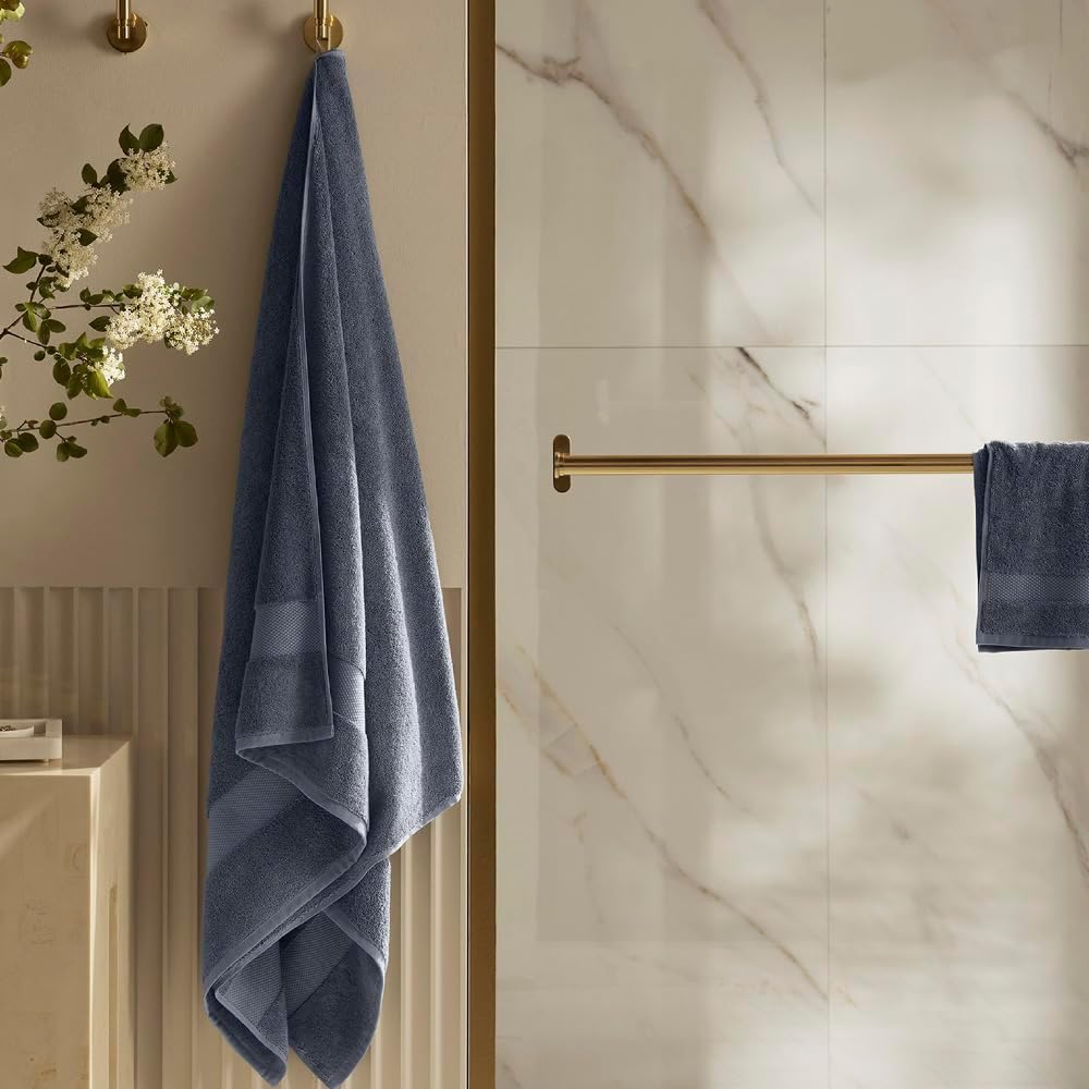 BOLL & BRANCH Plush Bath Sheet Set - Mineral - 6 Piece - Includes 2 Oversized Bath Sheets, 2 Hand Towels & 2 Washcloths - 100% Organic Cotton - Ultra Soft & Luxurious - Quick Absorbing
