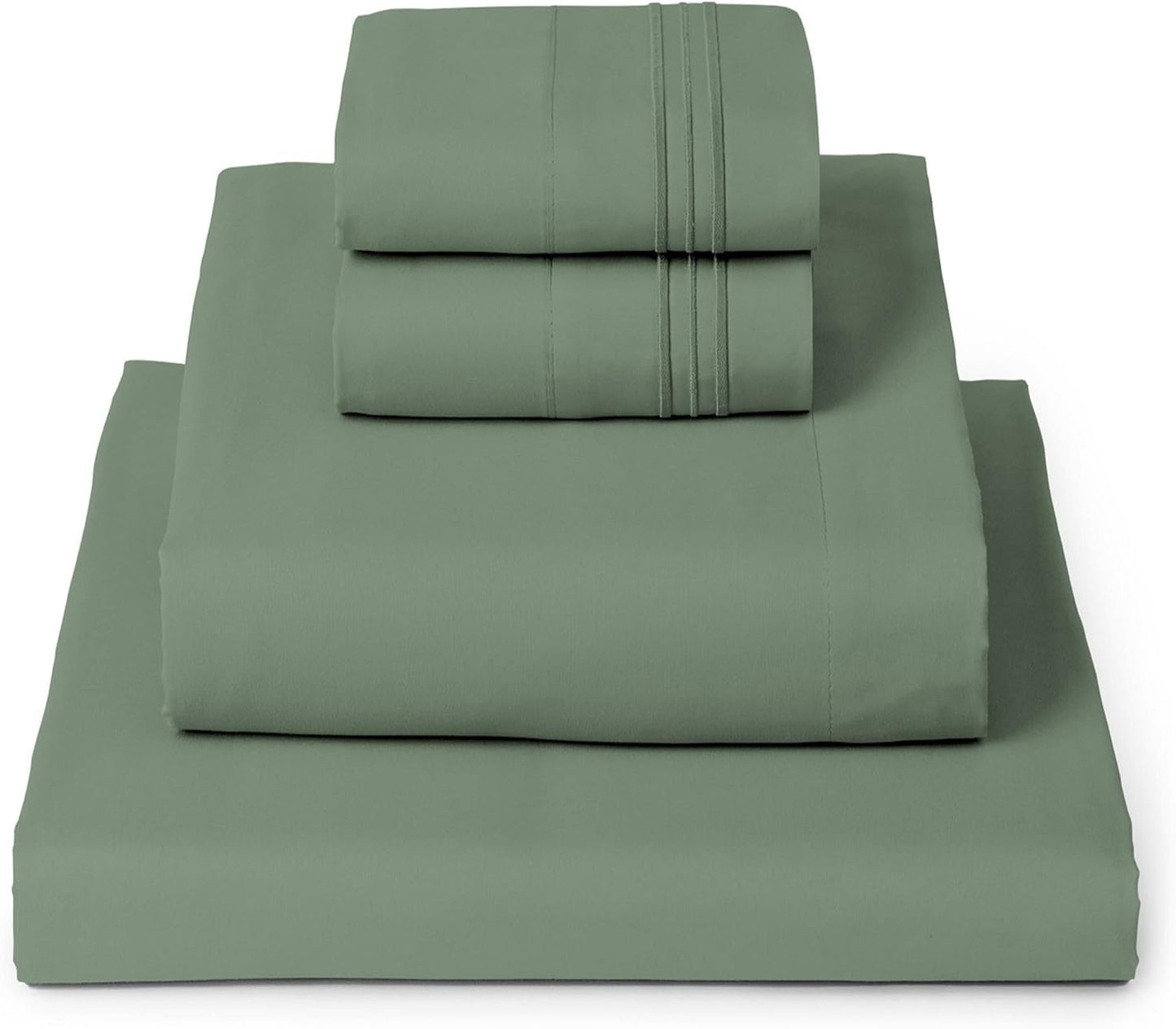 Mellanni King Sheets Set - 4 PC Iconic Collection Bedding - Hotel Luxury, Extra Soft, Cooling Bed Sheets - Wrinkle, Fade, Stain Resistant (King, Sage)