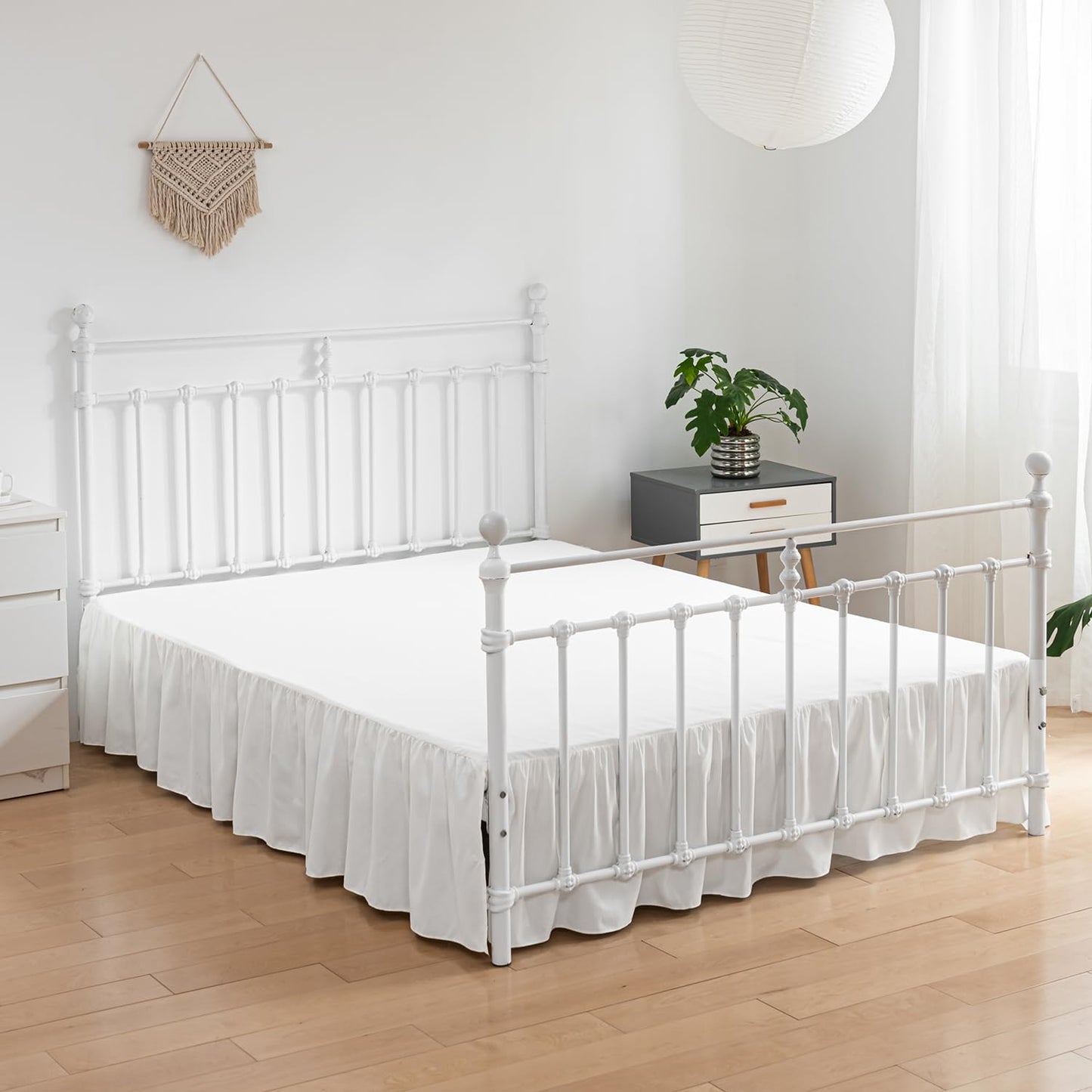 Bed Skirt Full Size Ruffled Bed Skirts with Split Corners, 22 Inch Drop Dust Ruffle Bed Skirt with Platform, Ivory, Full - 22" Drop