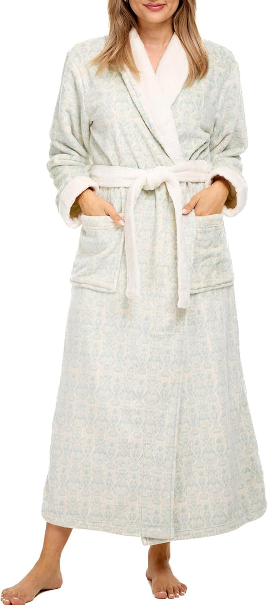 Alexander Del Rossa Plush Robe for Women, Long Fleece Winter Bath Robe, Plus Size