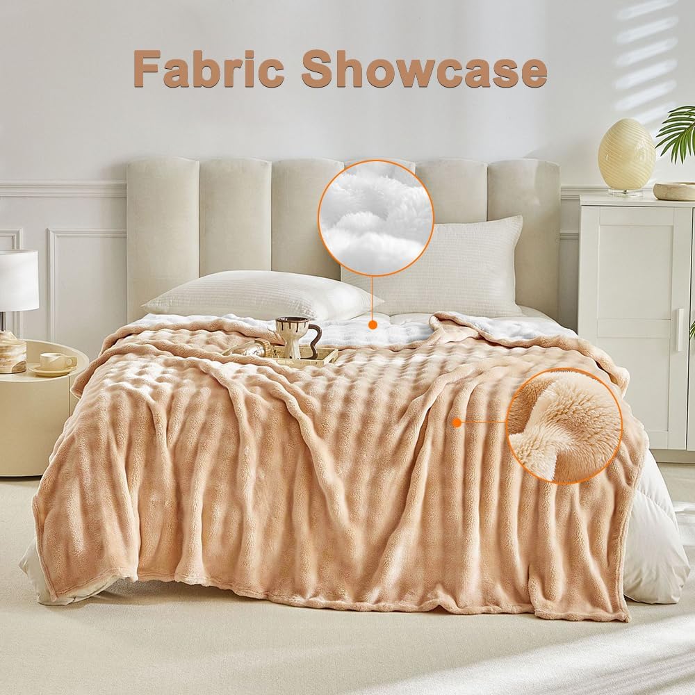 Heated Blanket Throw Blanket,50"x60" Soft Bubble Fleece Fast Heating Electric Blanket,Heating Blanket with 8 Heat Levels 6 Hours Auto-Off Overheat Protection, Grandma Gift,Washable，Apricot Yellow