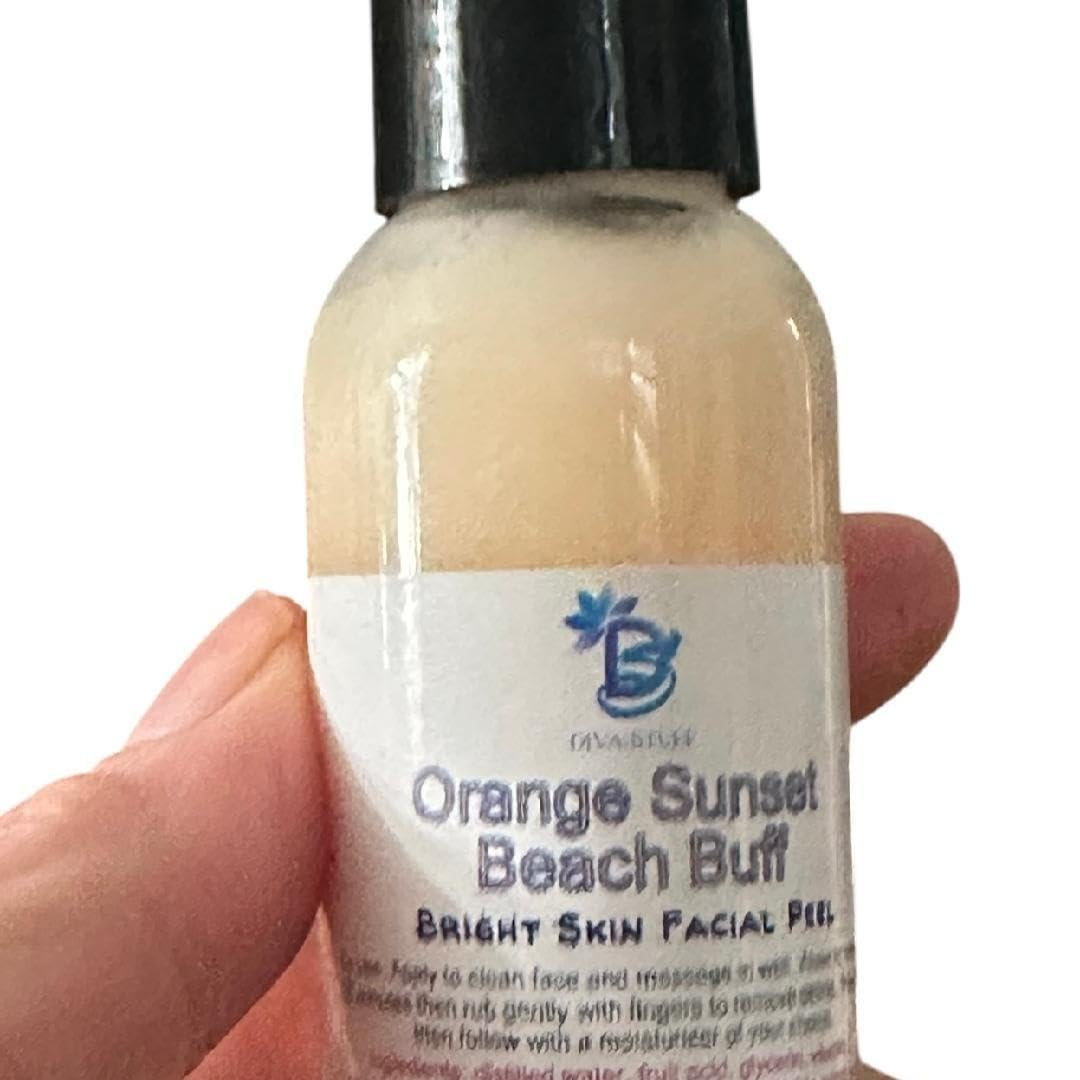 Diva Stuff Orange Sunset Beach Buff Facial Exfoliator With Gentle Mushroom Spicules Lemon Peel Kojic Acid Niacinamide Skin Repair Cleanser
