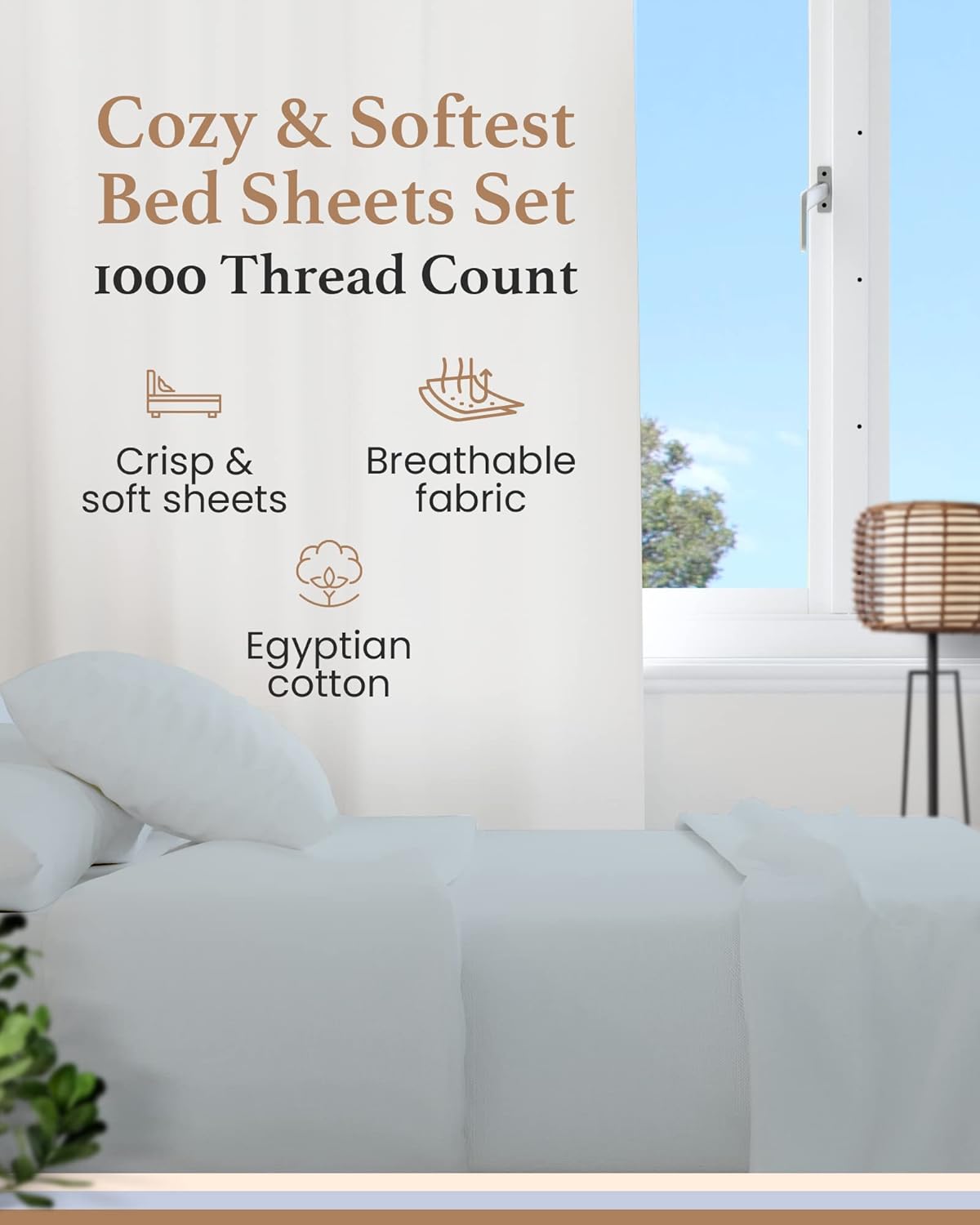 Good Sleep Bedding Split King Sheets Sets for Adjustable Bed Cotton, Luxury Sheets, Egyptian Cotton, 5 Piece 100% Cotton Split King Sheet Set, Sateen Weave, 2 Fitted - 16" Deep Pocket, Light Blue