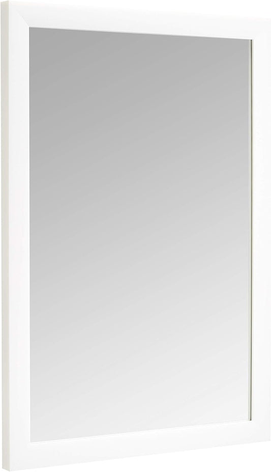 Amazon Basics Rectangular Wall Mount Mirror 20" x 28", Standard Trim, White