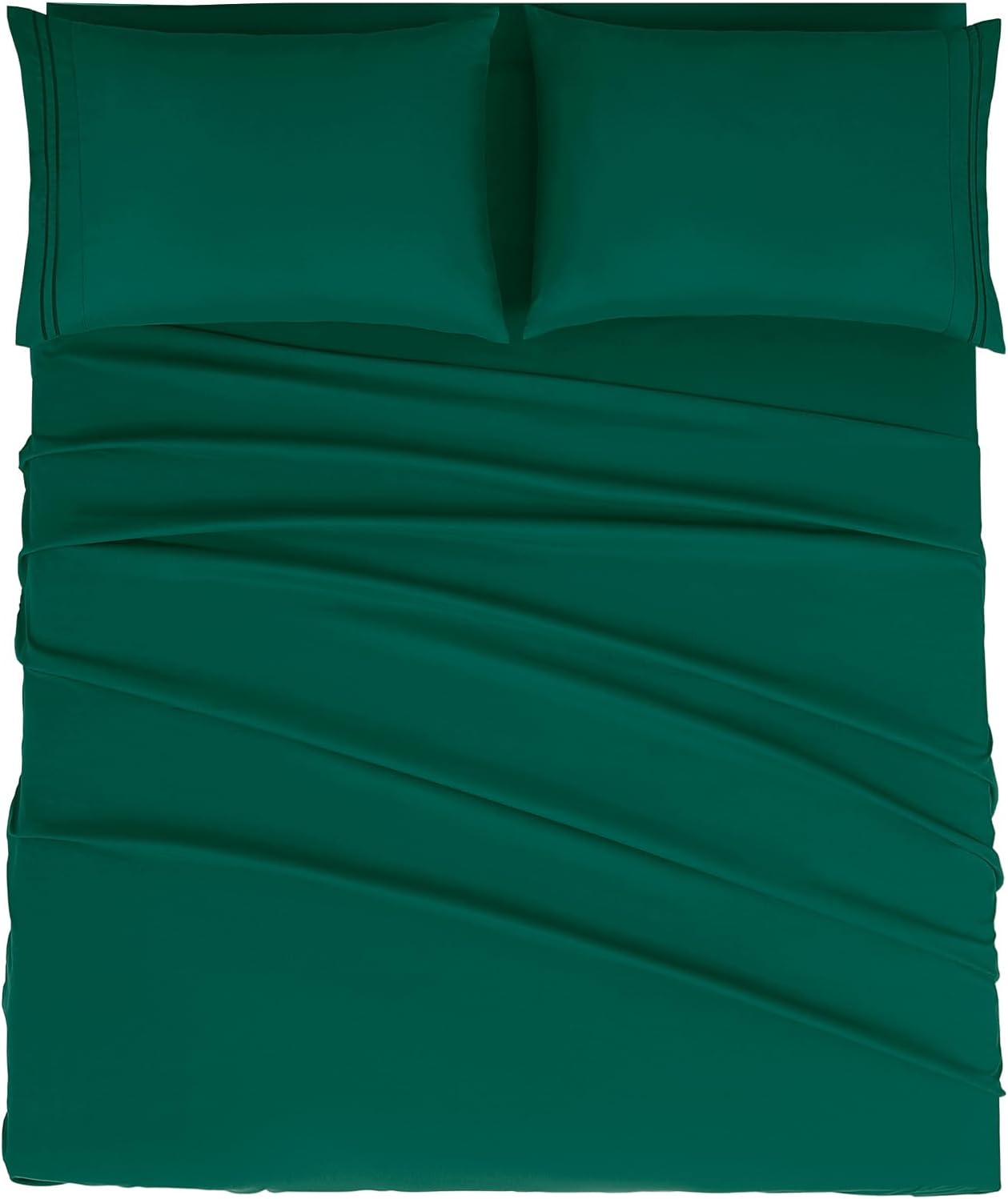 Mejoroom King Size Bed Sheet Set - Hotel Luxury 1800 Bedding Sheets & Pillowcases - 16" Deep Pocket Fitted Sheet, Soft, Wrinkle& Breathable, Fade Resistant - 4 Piece(King, Emerald Green)