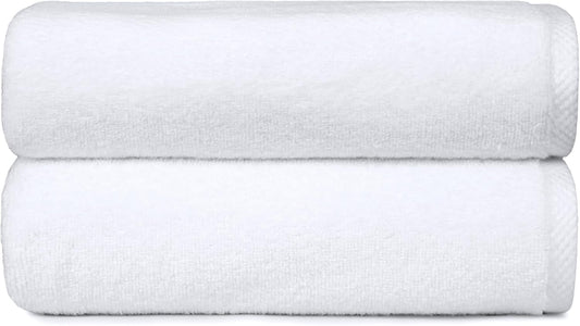 Amazon Basics 2 Piece Quick-Dry Oversize Bath Towel, 100% Cotton, White, 54" x 30" (Pack of 12)