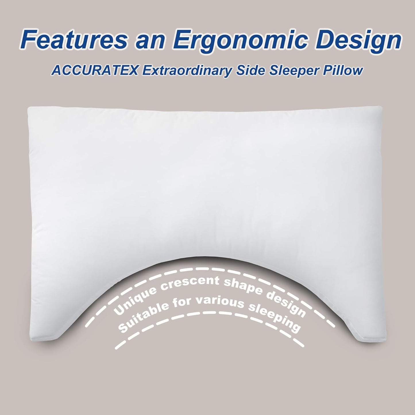ACCURATEX Side Sleeper Pillow for Side and Back Sleepers-100% Cotton Cover Filled with Down Alternative,Queen Bed Pillows for Shoulder,Neck & Head Support,Adjustable Shredded Memory Foam Pillow