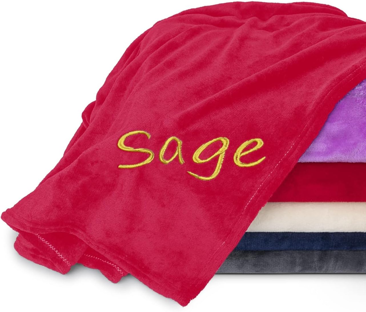Personalized Blankets for Adults - Custom Blanket with Embroidered Name or Monogram - Soft Fleece Throw Cover for Bed & Couch - Red (40"x60")