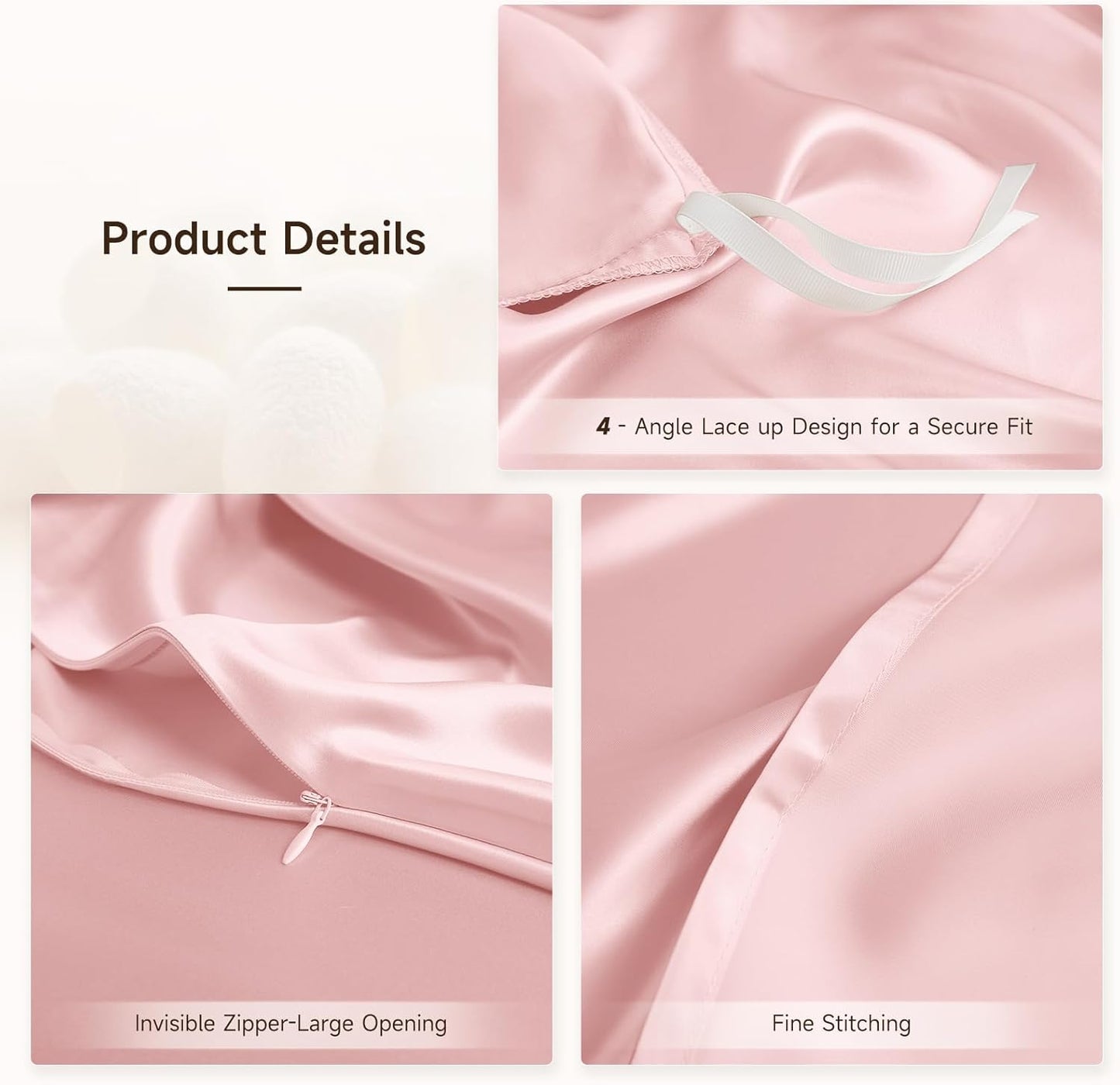 THXSILK 100% Pure Mulberry Silk Duvet Cover Set 3 Piece, 6A+ Grade Luxury Soft Bedding Silk Sheets for Hair and Skin, 1 Pcs Quilt/Comforter Cover with 2 Zippered Pillowcases (Charming Pink, Full)