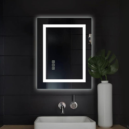 16x20 Inch LED Bathroom Mirror Frameless Vanity Mirror with Lights Backlit and Frontlit Dimmable Anti-Fog (Auto Off) Memory Makeup Wall Mirror for Bedroom Cloakroom Living Room