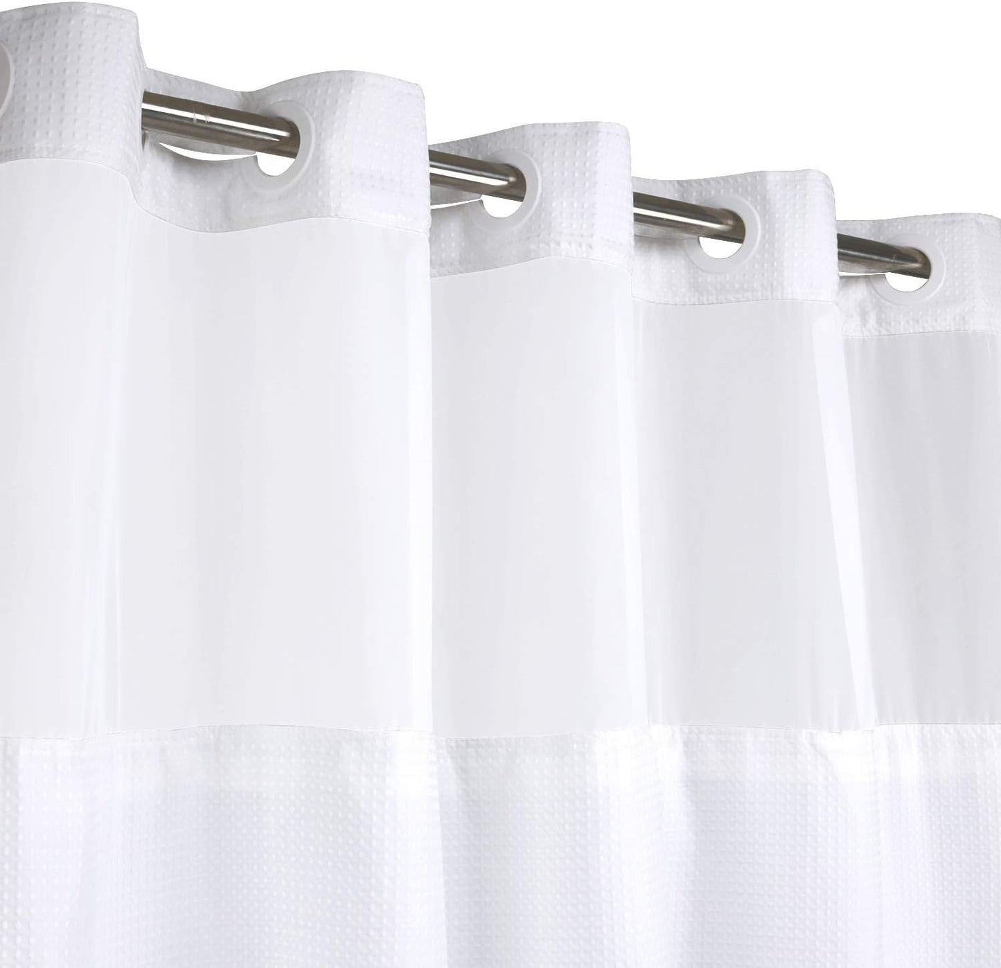 River Dream Extra Long Shower Curtains No Hooks Waffle Weave Shower Curtain with Snap in Liner - 71W x 86H,Hotel Grade,Spa Like Bath Curtain,White