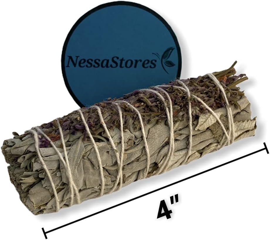 NESSASTORES - White Sage + Yerba Santa + Lavender Smudge Incense 4" Bundle #JC-198 (60 pcs)