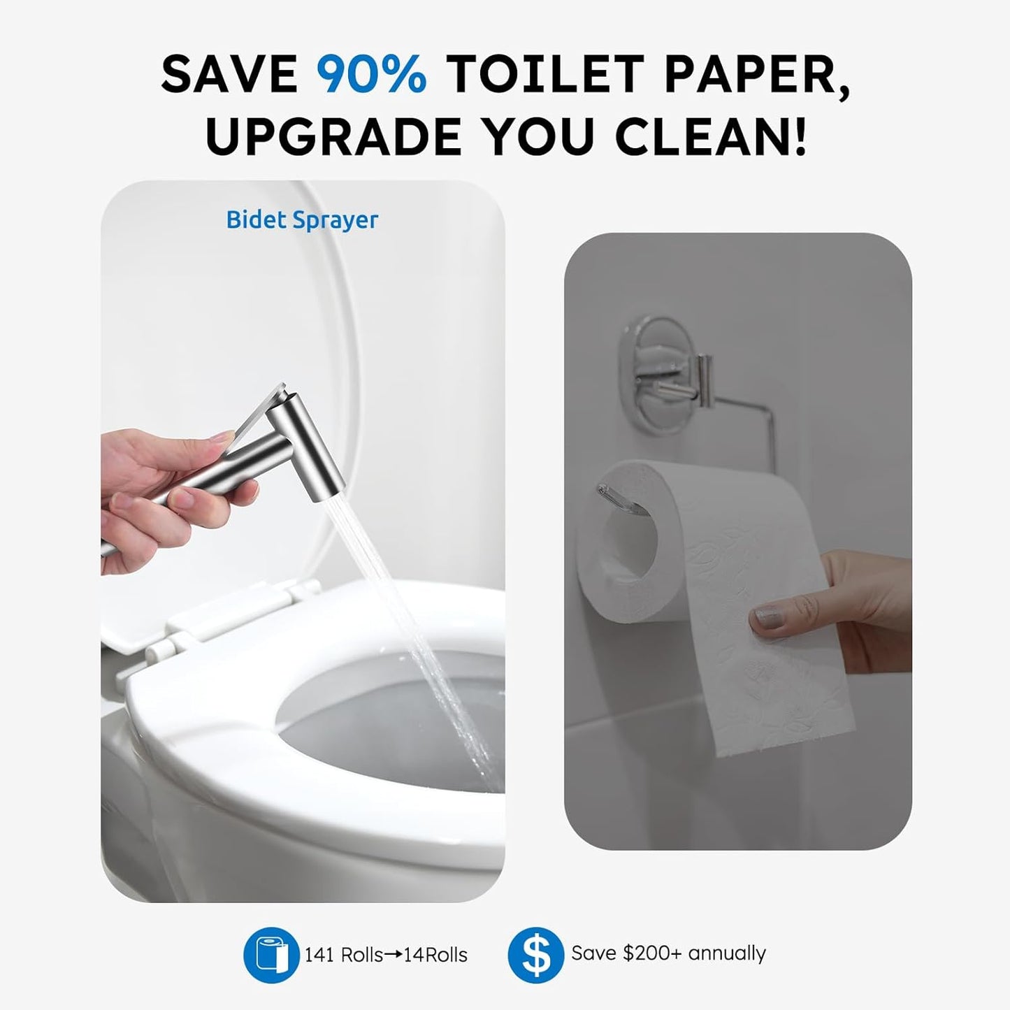 Arofa Built-in Hot and Cold Bidet Sprayer for Toilet, Warm Water Bidet with Adjustable Water Pressure, Dual Control Mode Toilet Sprayer with Toilet Hose for Feminine Wash, Wall Mounted