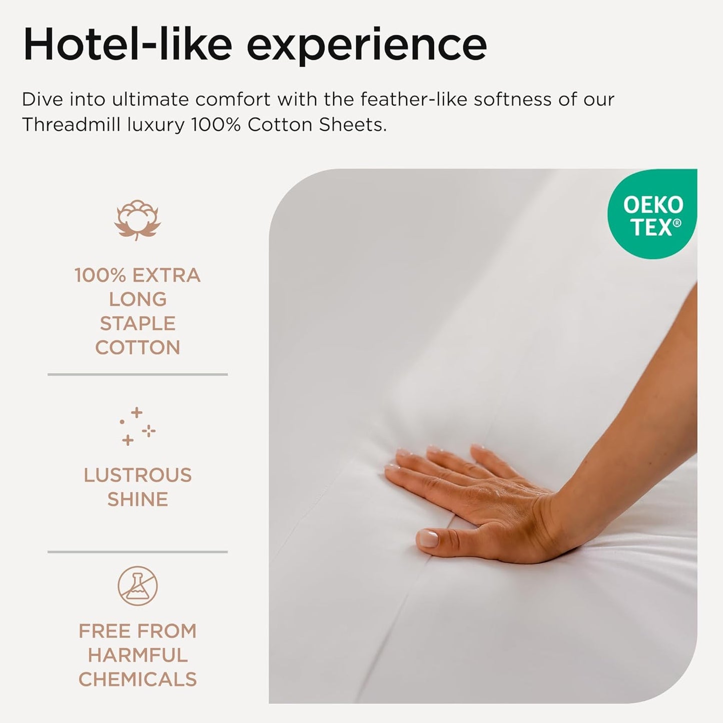 Threadmill 100% Cotton Sheets for Full Size Bed - 600 Thread Count Full Bed Sheets Set with 16” Deep Pocket - Sateen Weave 4-Piece Bedding Set with Cooling Effect, White